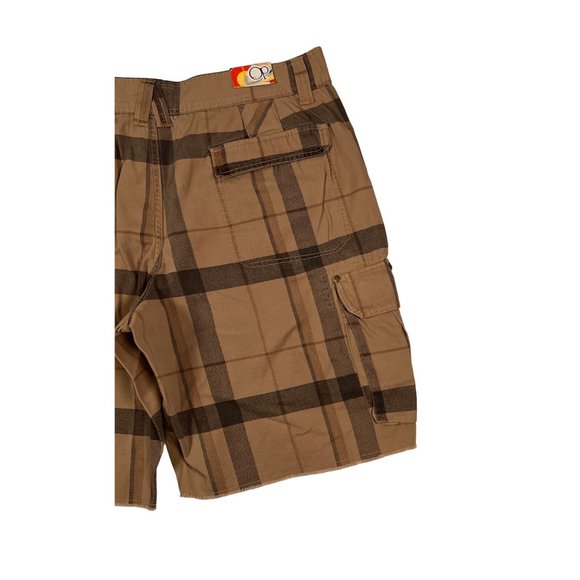 NWT Ocean Pacific(Op) Shorts Men's Cargo/Utility Shorts Cotton Plaid Brown 40 - Picture 13 of 14